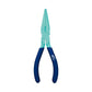 Dogfish Tackle & Marine 6-inch Danco needle nose fishing pliers with teal carbon steel jaws and blue PVC handles.