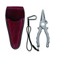 Dogfish Tackle & Marine Danco Premio titanium fishing pliers with a leather sheath, lanyard, and carabiner.