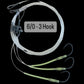 Dogfish Tackle & Marine deep drop fishing rig with 3 hooks, glow-in-the-dark chafe protectors, and premium monofilament line.