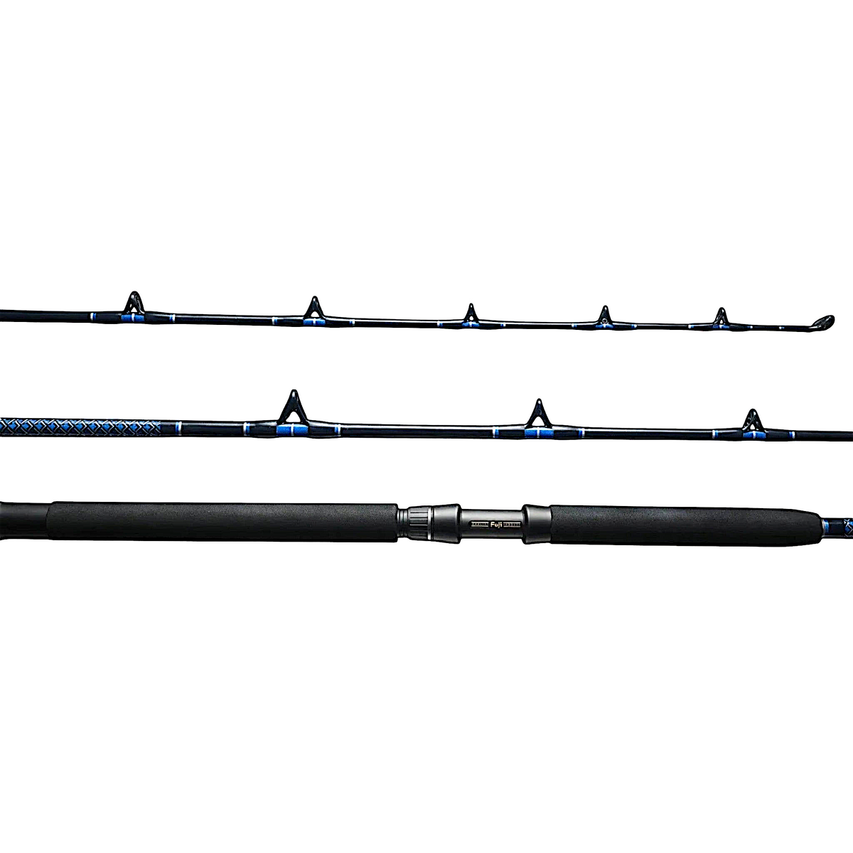 Dogfish Tackle & Marine Dogfish Stik 15H conventional fishing rod with black EVA foam grip and blue accents.