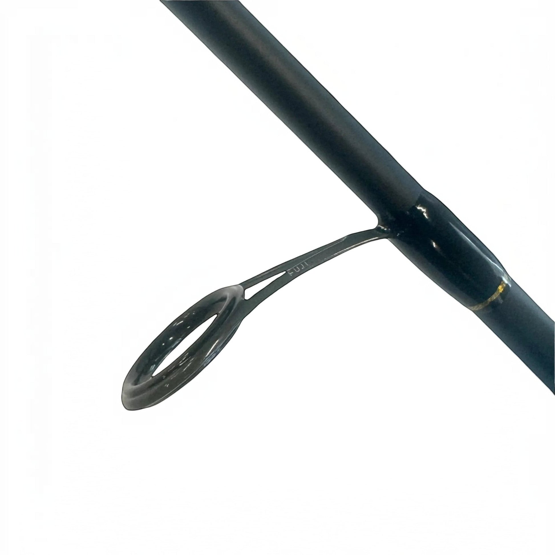 Dogfish Stik Signature Series graphite spinning fishing rod with Fuji alconite guides and cork reel seat.