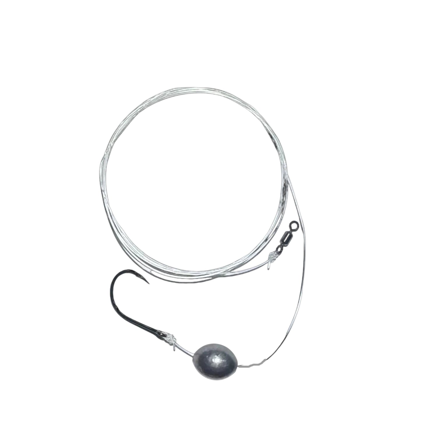 Dogfish Tackle & Marine pre-made inshore knocker rig with fluorocarbon leader, black nickel hook, and sliding sinker.