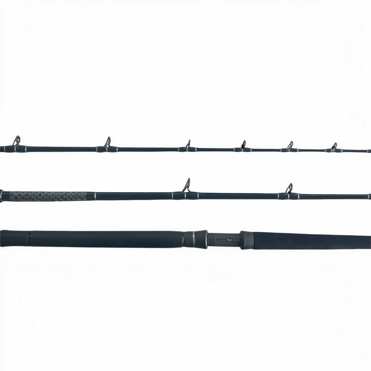 Dogfish Tackle & Marine Kingfish Series 7ft 6in conventional fishing rod with Fuji guides and aluminum gimbal.