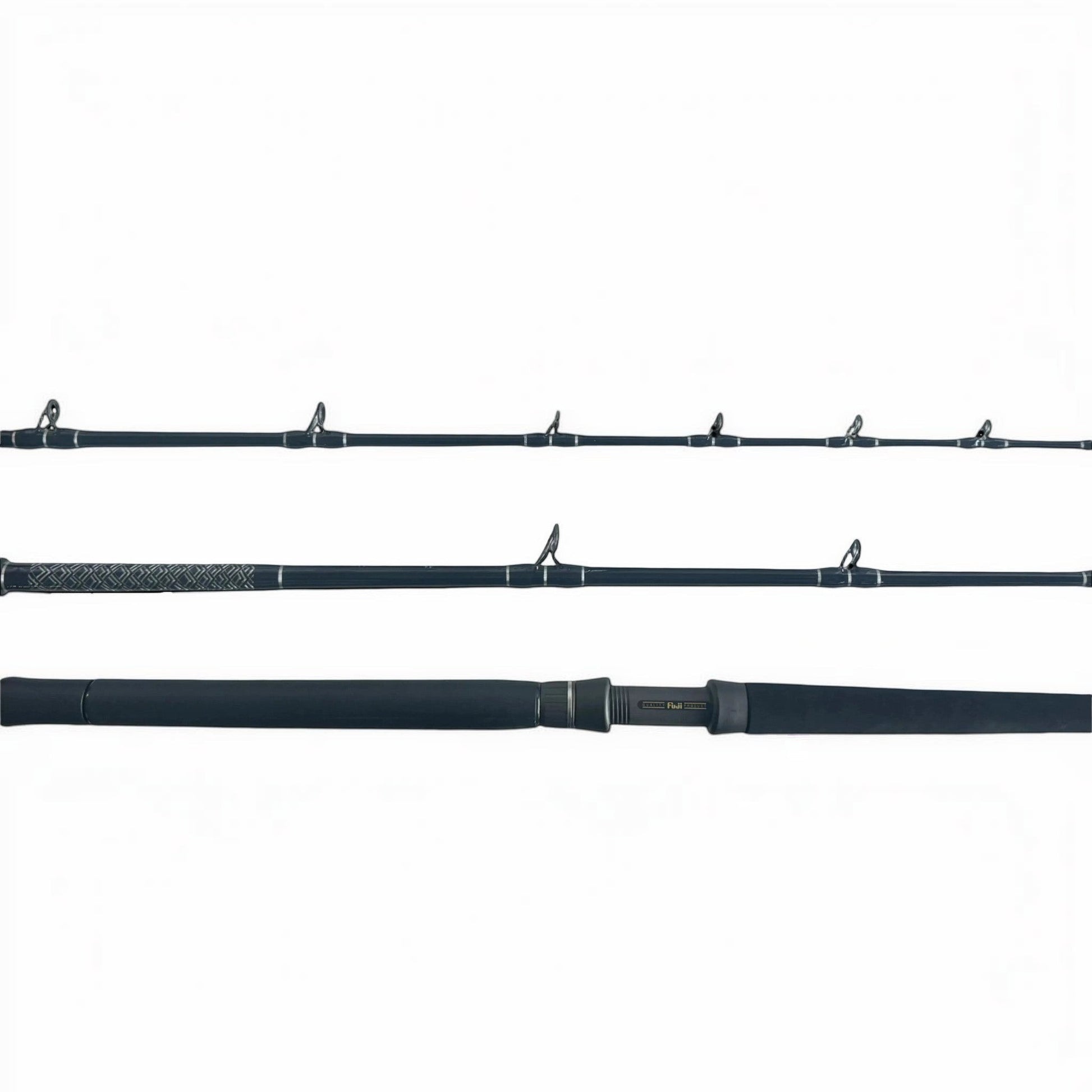 Dogfish Tackle & Marine Kingfish Series 7ft 6in conventional fishing rod with Fuji guides and aluminum gimbal.