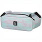 Dogfish Tackle & Marine 6th Sense large bait bag in light blue with pink fish print and black reinforced handles.