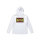 Dogfish Tackle & Marine white long sleeve hooded performance polyester shirt with "Don't Tread On Me" Florida flag graphic on back.