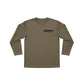 Dogfish Tackle & Marine long sleeve crew neck shirt in taupe, made of poly cotton jersey with a small chest logo.