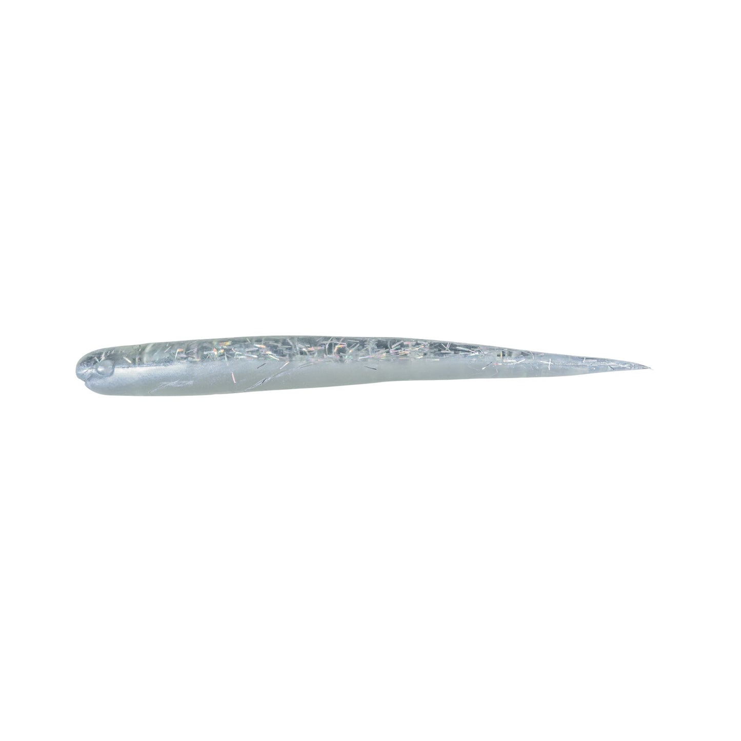 Dogfish Tackle & Marine MirrOlure Lil John XXL soft plastic fishing lure in a translucent silver glitter finish