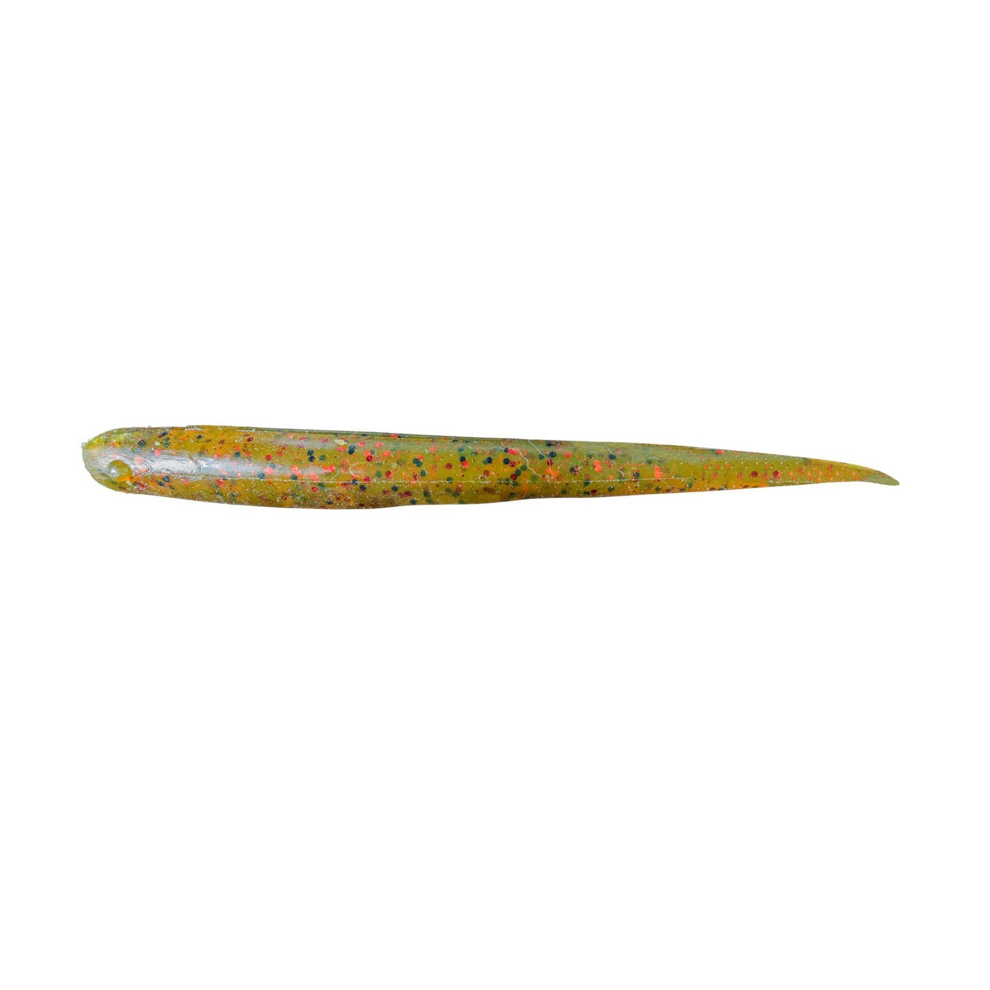 Dogfish Tackle & Marine MirrOlure Lil John XXL soft plastic fishing lure in olive green with multi-colored glitter