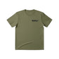 Dogfish Tackle & Marine olive green poly cotton jersey short sleeve t-shirt with multi fish badge logo on chest.