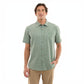 Dogfish Tackle & Marine sage green short-sleeve button-down shirt with abstract pattern, UPF 50+ protection, and recycled fabric.