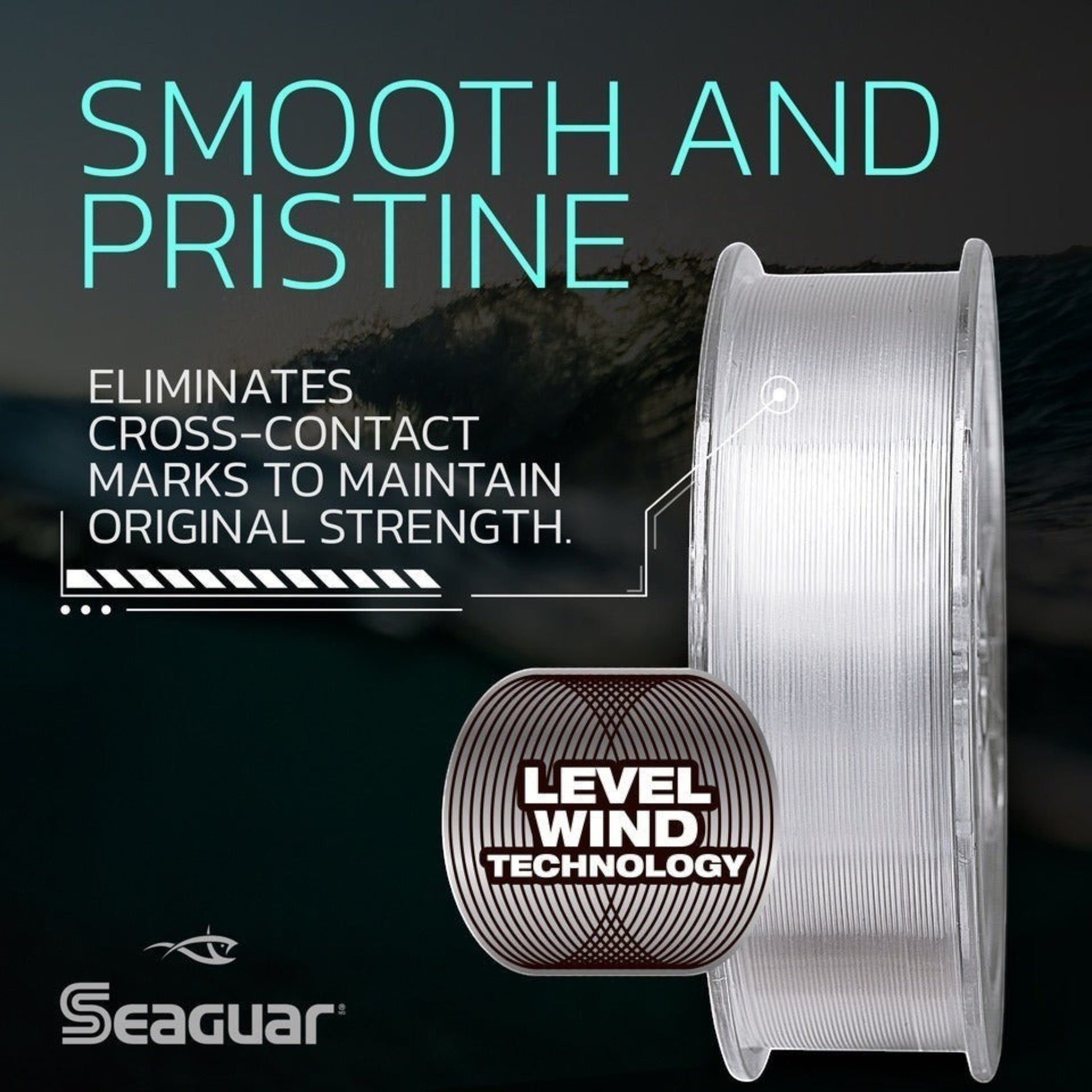 Dogfish Tackle & Marine Seaguar Blue Label fluorocarbon fishing line spool featuring level wind technology
