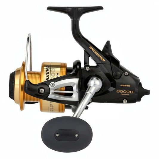Dogfish Tackle & Marine Shimano Baitrunner 6000D black and gold spinning fishing reel with a secondary drag system.
