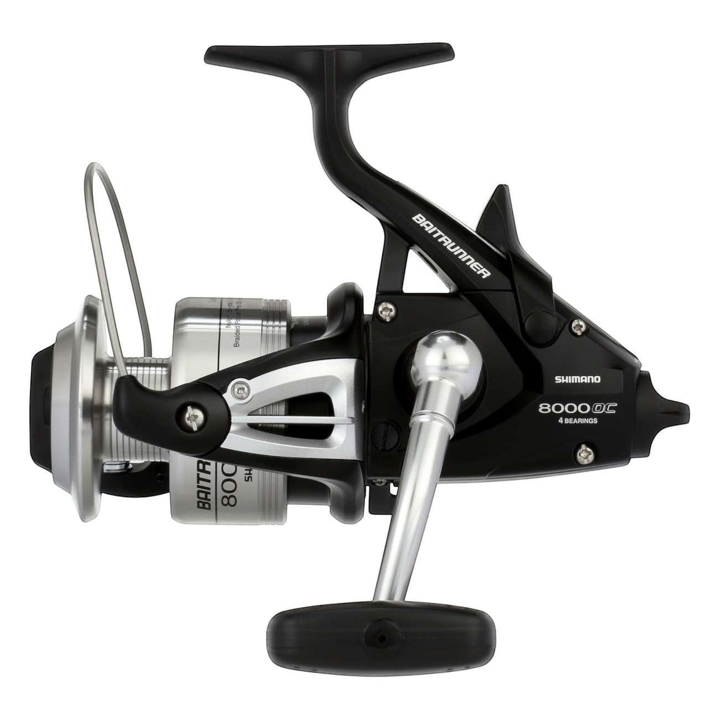 Dogfish Tackle & Marine Shimano Baitrunner 8000 OC saltwater spinning reel with black XT-7 graphite body and silver spool.