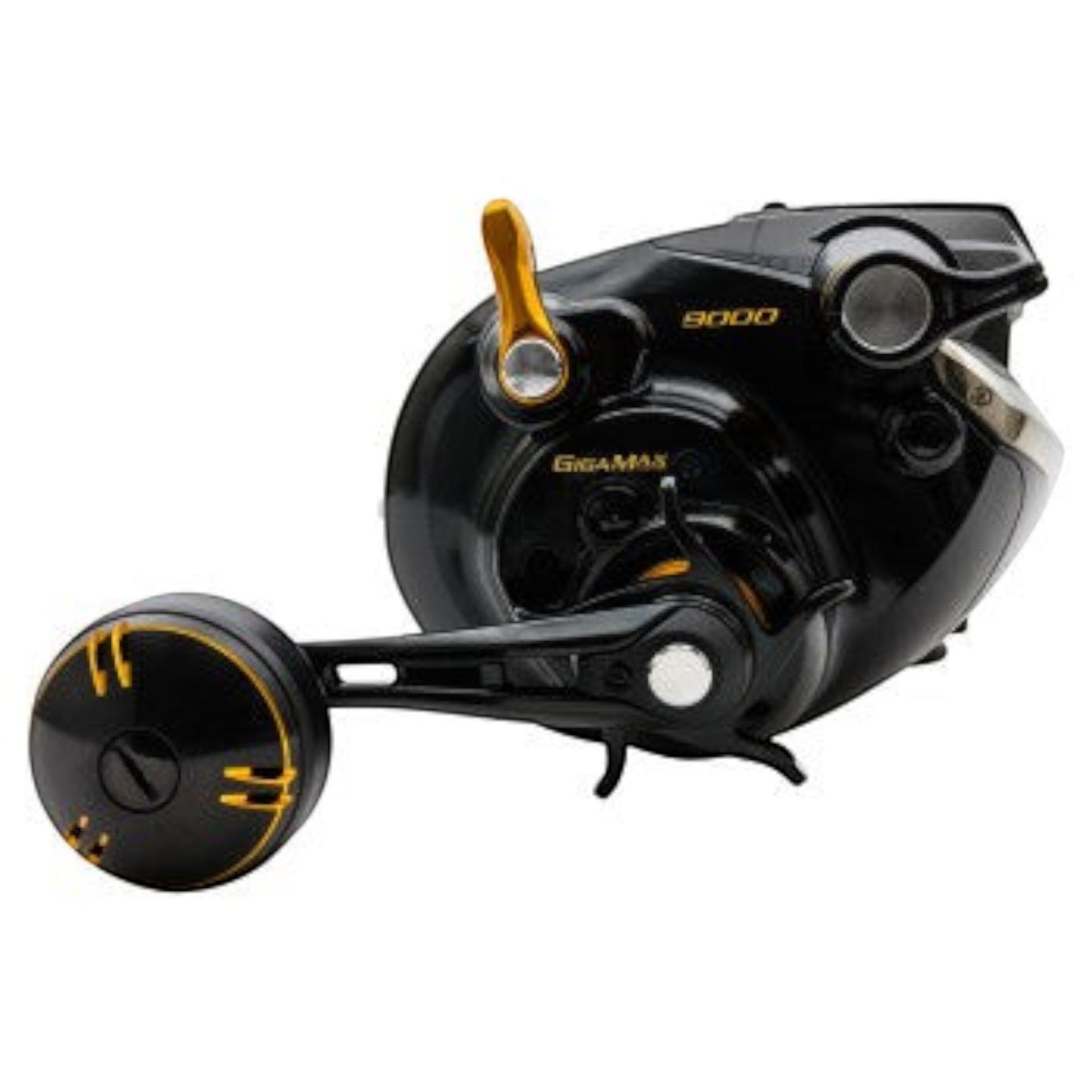 Dogfish Tackle & Marine Shimano Beastmaster 9000B electric fishing reel, black with gold accents, GigaMax motor.
