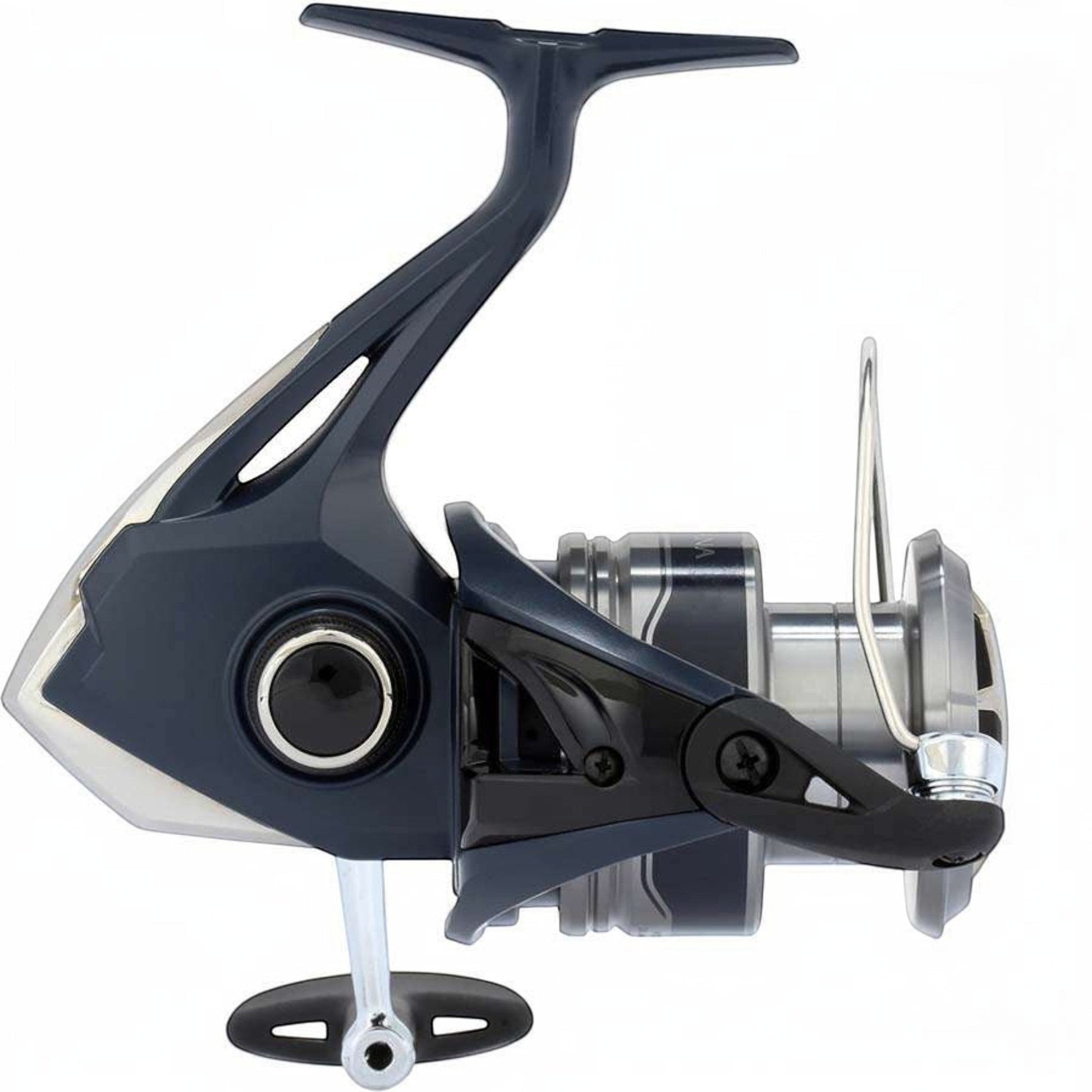 Dogfish Tackle & Marine Shimano Catana FE spinning reel in dark blue and silver with AR-C spool design.