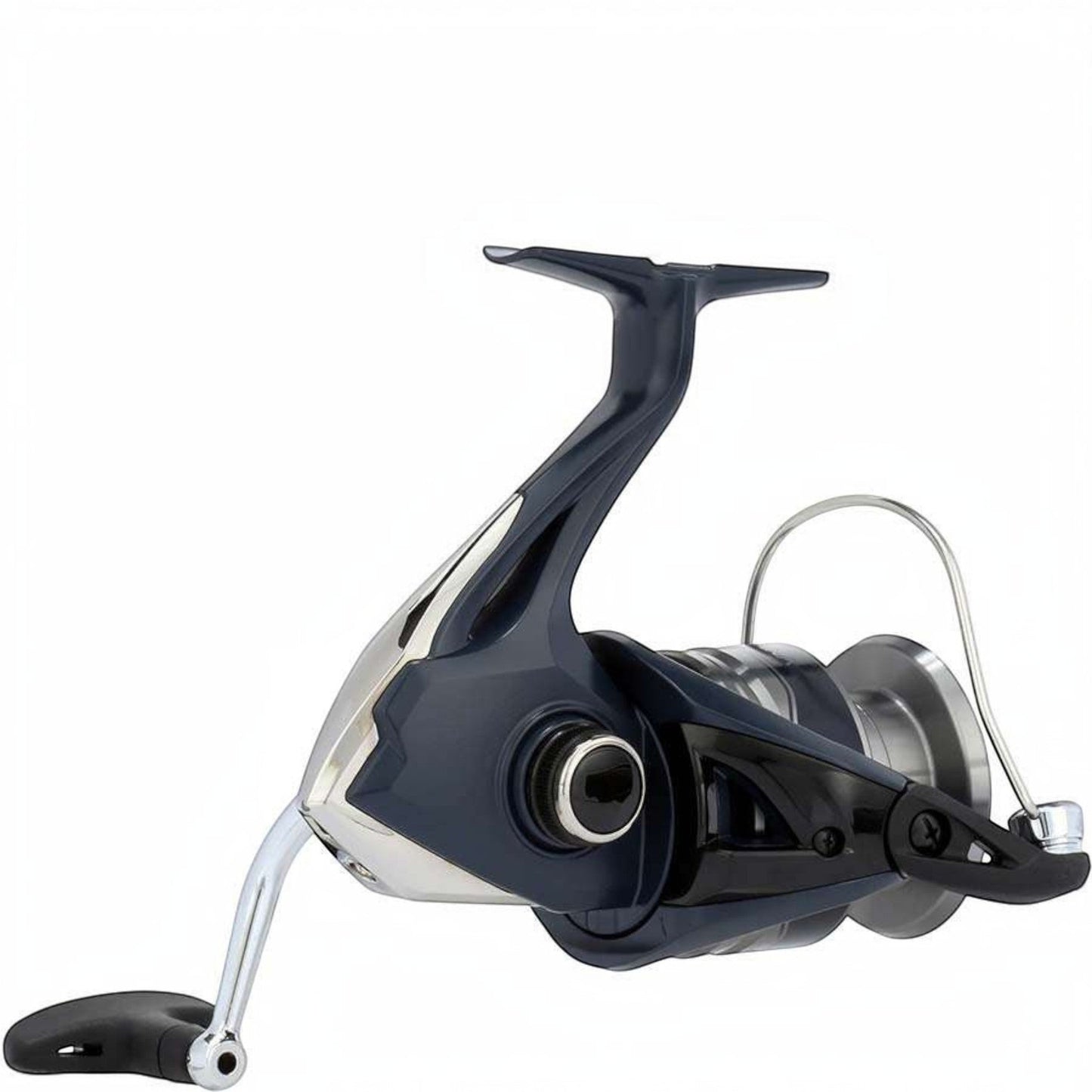 Dogfish Tackle & Marine Shimano Catana FE spinning reel in dark blue and silver with black handle. Features AR-C spool and G-Free body.
