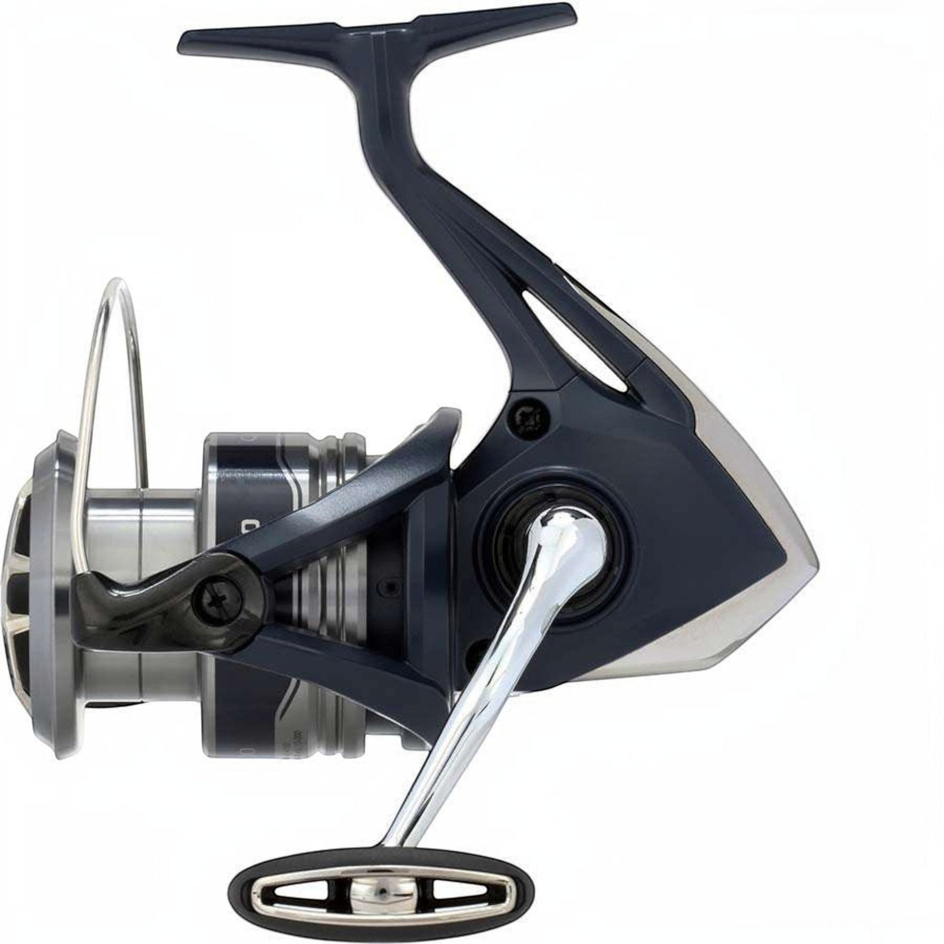 Dogfish Tackle & Marine Shimano Catana FE spinning reel in dark blue and silver with AR-C spool design.