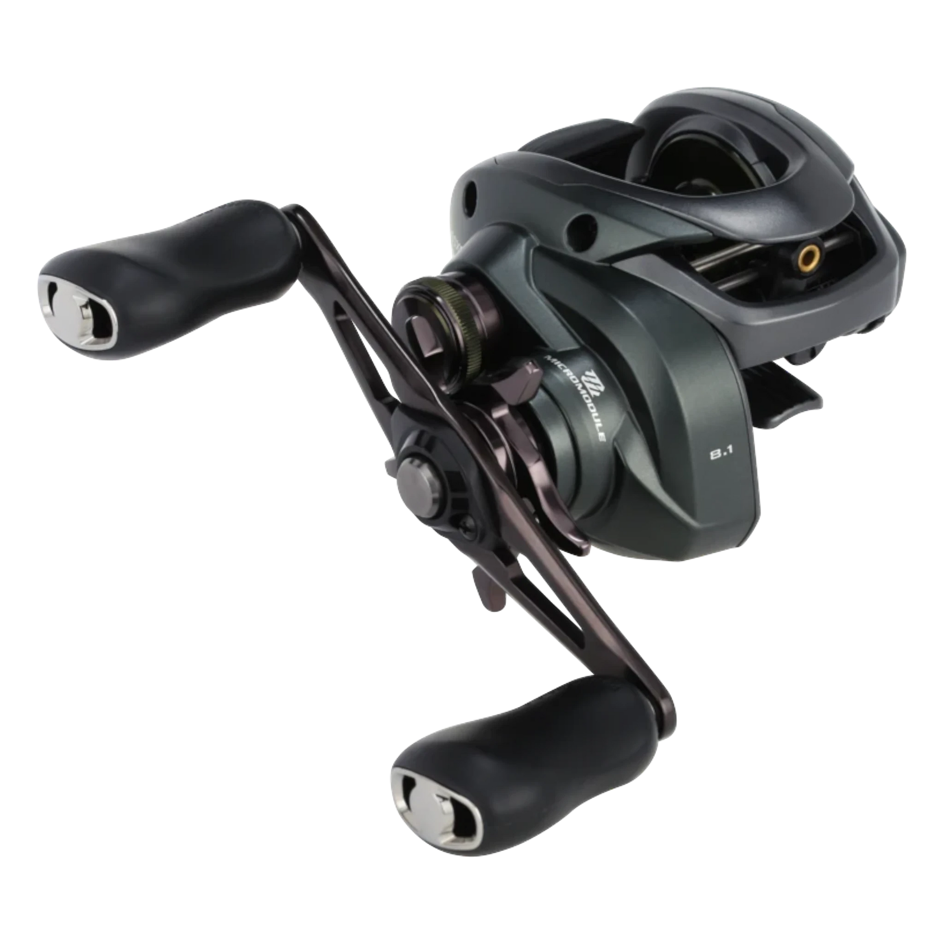 Dogfish Tackle & Marine Shimano Curado 150 M baitcasting reel in dark grey with black handles and silver accents. Features MGL Spool III and SVS Infinity.