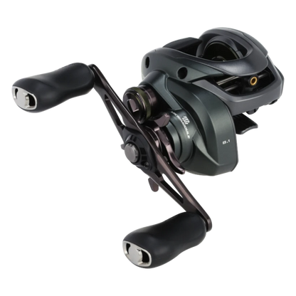 Dogfish Tackle & Marine Shimano Curado 150 M baitcasting reel in dark grey with black handles and silver accents. Features MGL Spool III and SVS Infinity.