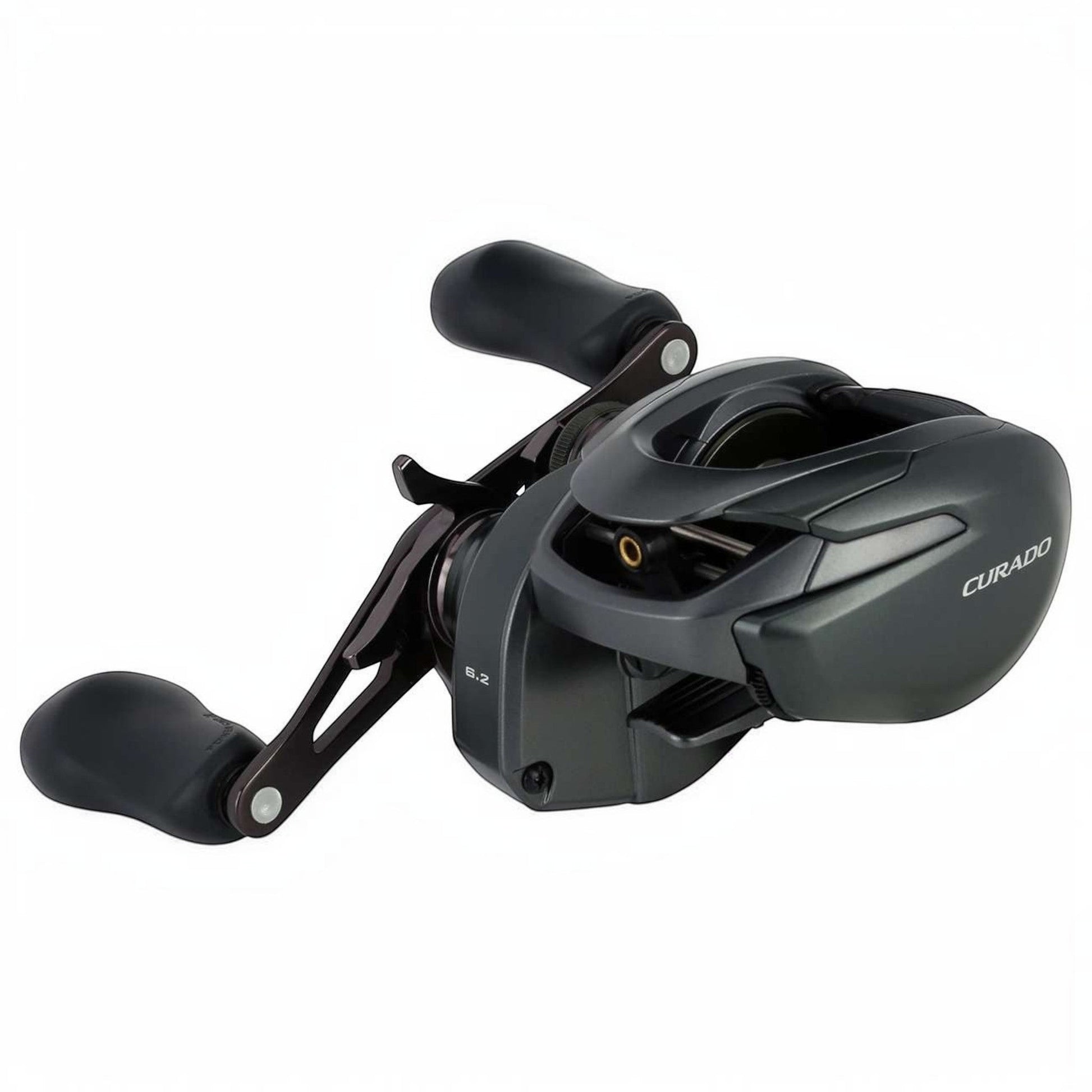 Dogfish Tackle & Marine Shimano Curado 150 M baitcasting fishing reel, dark grey, with MGL Spool III and SVS Infinity braking.