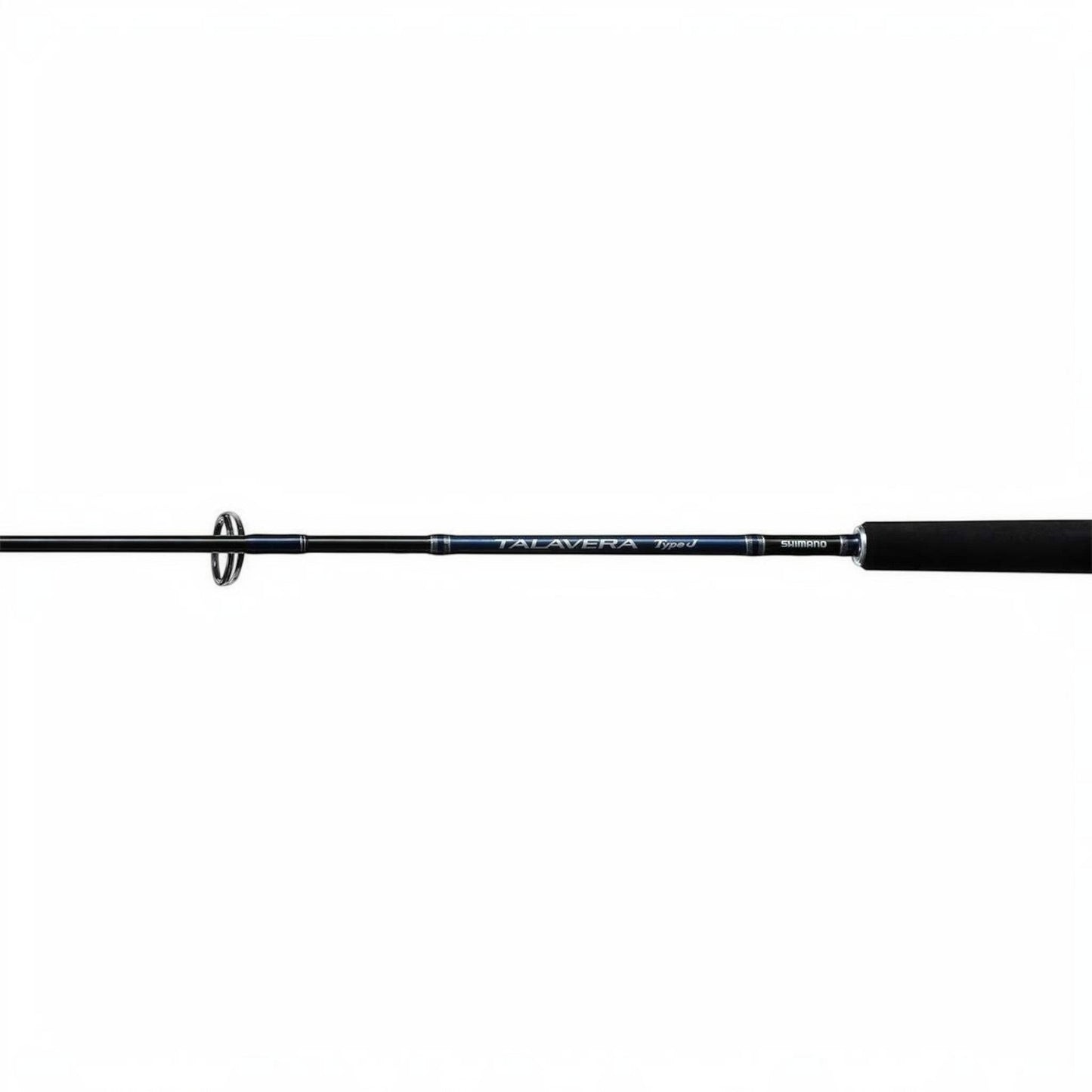 Dogfish Tackle & Marine Shimano Talavera Type J jigging rod with black EVA grip and blue accents.