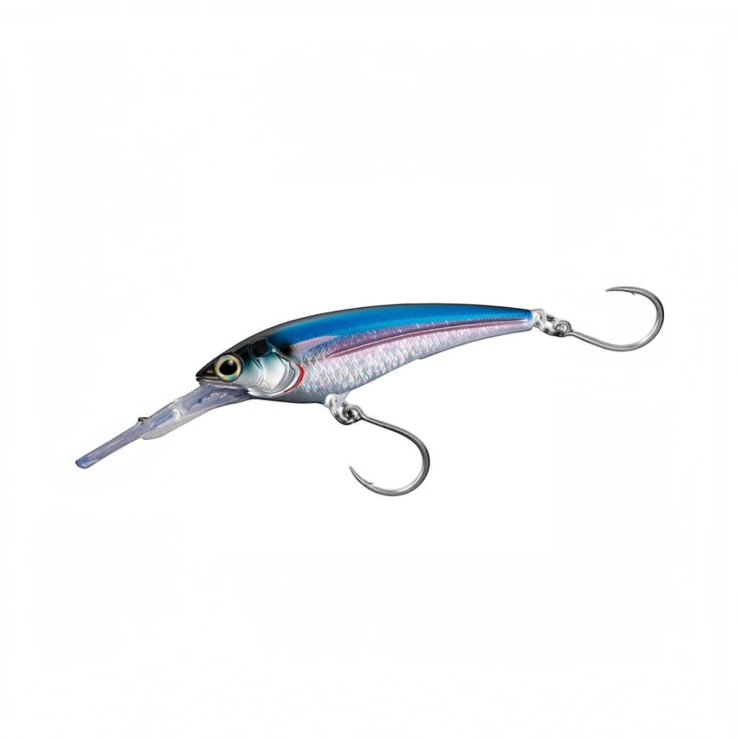 Dogfish Tackle & Marine Shimano Ledge Runner lure, blue and silver, realistic fish design, with two treble hooks and a clear diving lip.