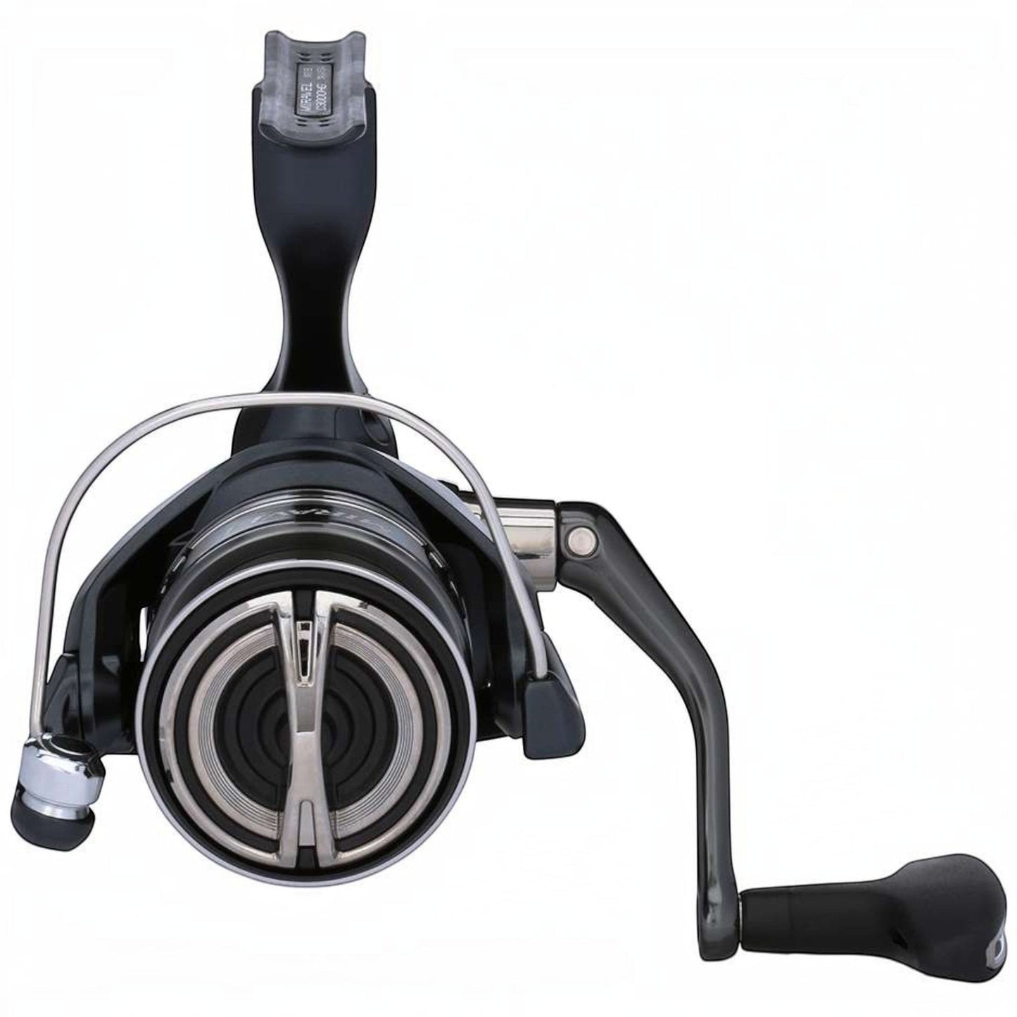 Dogfish Tackle & Marine Shimano Miravel spinning reel, black CI4+ body, MGL rotor, and silver accents. Lightweight and versatile for freshwater and inshore fishing.