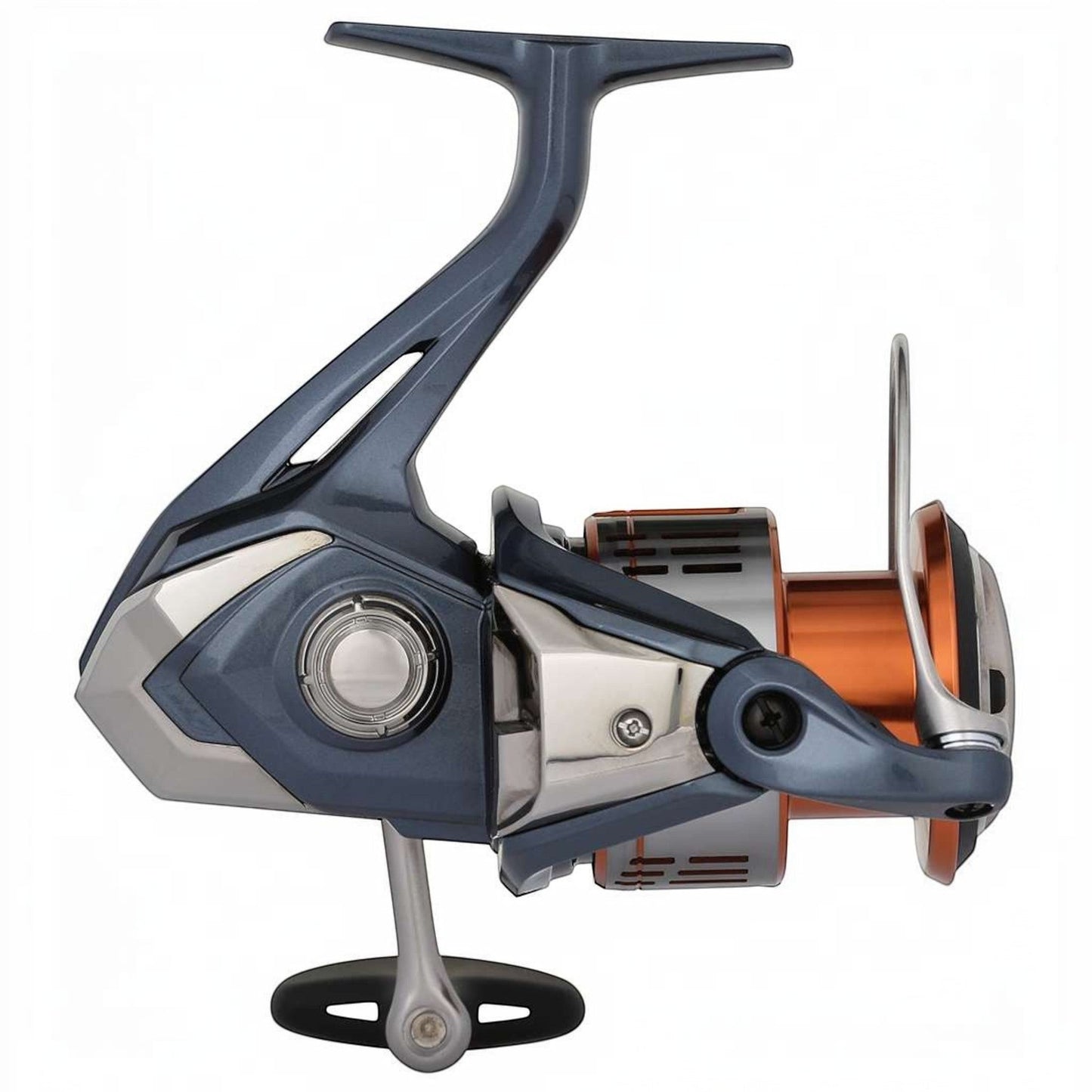 Dogfish Tackle & Marine Shimano Nasci FD spinning reel in blue and orange with silver accents. Features a sleek design and durable construction.