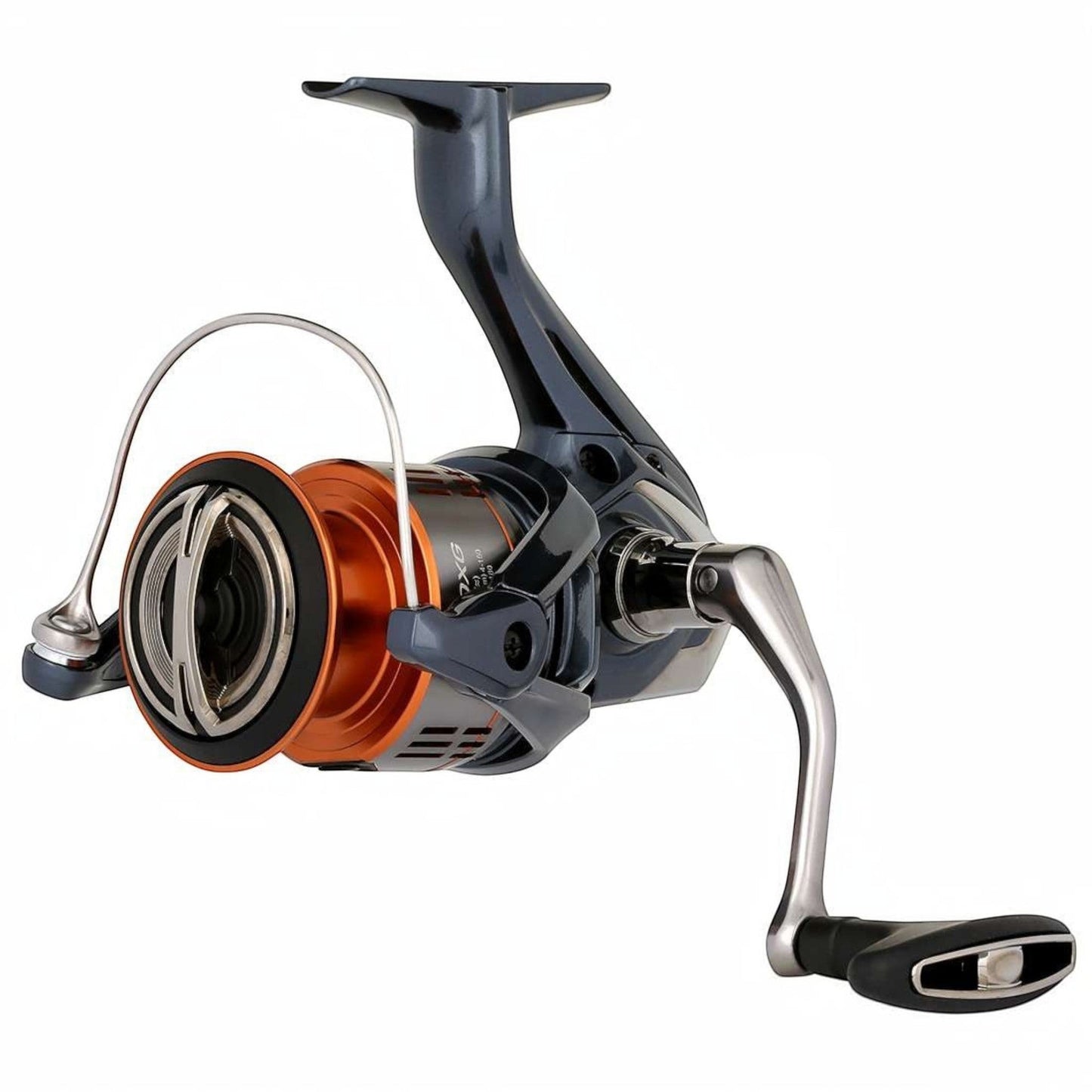 Shimano Nasci FD spinning reel with orange spool, dark grey body, and silver handle. Features CoreProtect and HAGANE Gear.