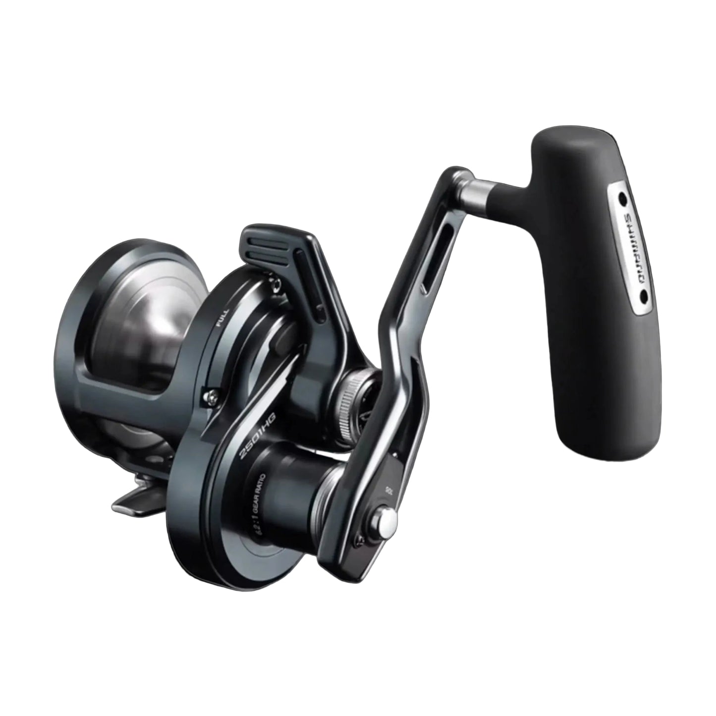 Dogfish Tackle & Marine Shimano Ocea Jigger 2500HG lever drag fishing reel, gunmetal, Hagane body, 44lb max drag, 6.2:1 gear ratio.