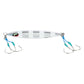Dogfish Tackle & Marine Shimano Ocea Sardine Waver 180g slow pitch jig in silver with white stripes and dual hooks.
