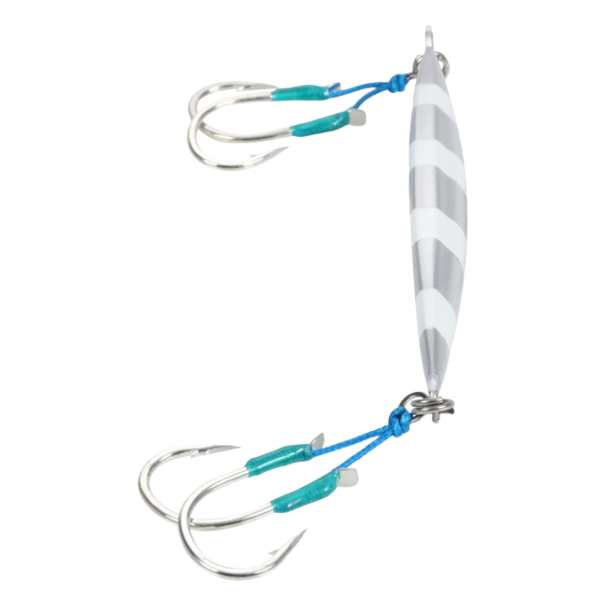 Dogfish Tackle & Marine Shimano Ocea Sardine Waver 180g slow pitch jig in silver and white with dual assist hooks