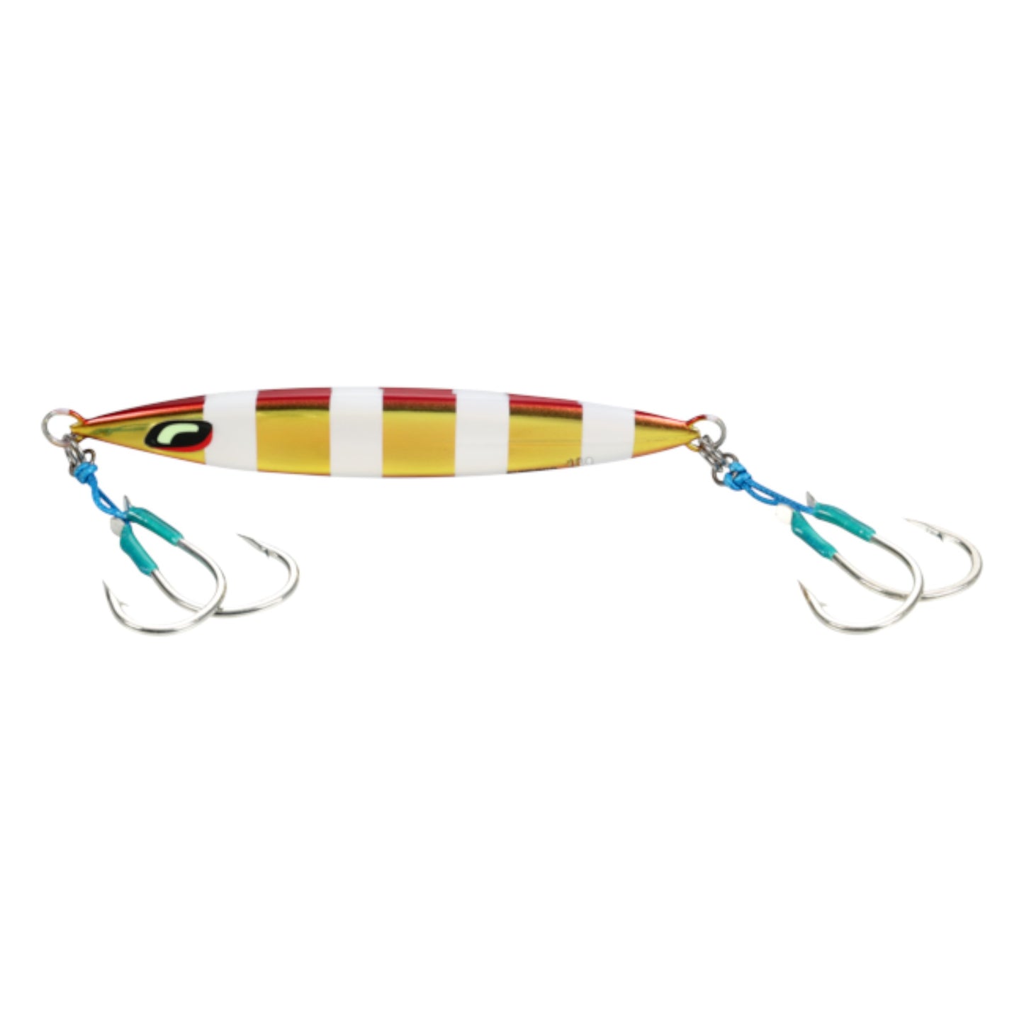 Dogfish Tackle & Marine Shimano Ocea Sardine Waver 180g slow pitch jig in red and gold with dual assist hooks.