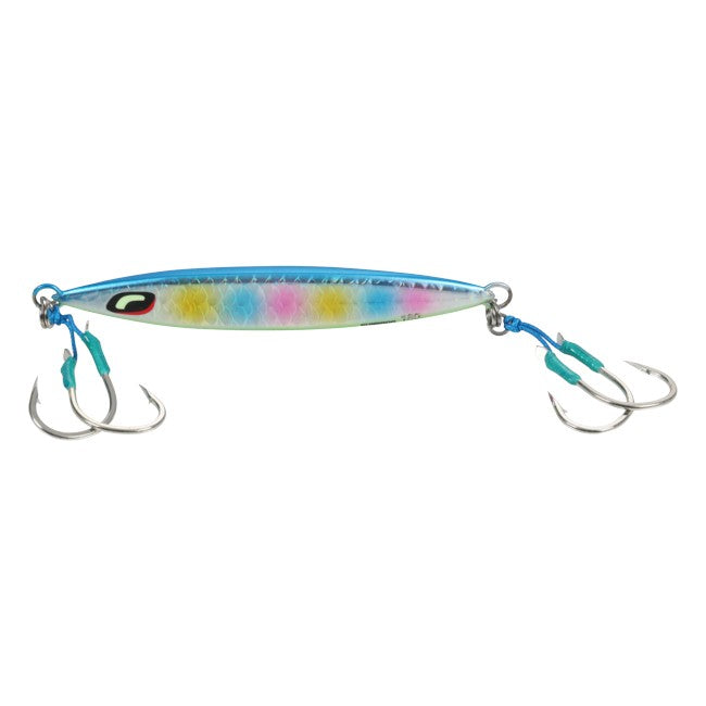 Dogfish Tackle & Marine Shimano Ocea Sardine Waver slow pitch jig in blue and multi-color with dual assist hooks
