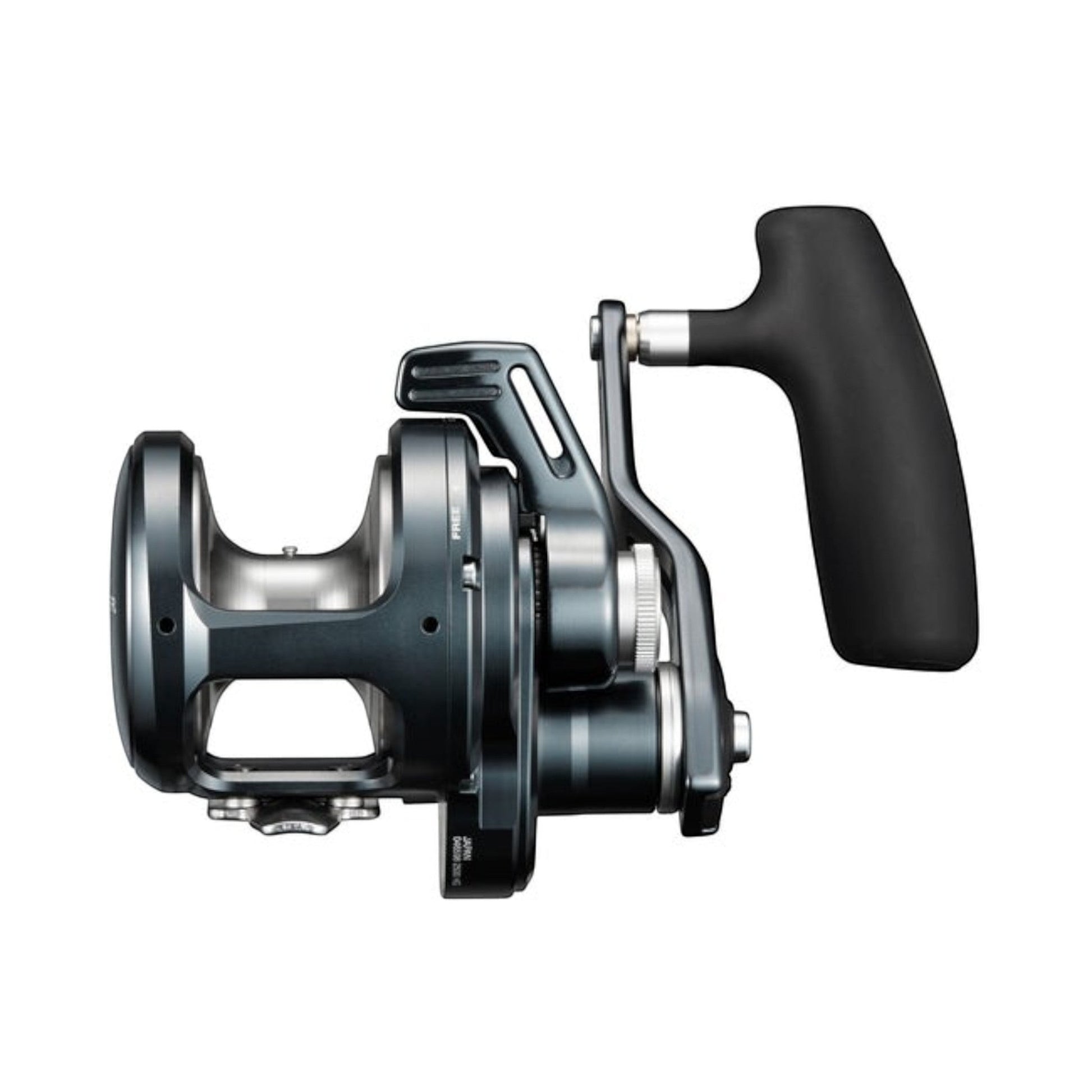 Dogfish Tackle & Marine Shimano Ocea Jigger Lever Drag fishing reel in GunMetal, featuring a Hagane body and 44lb max drag.