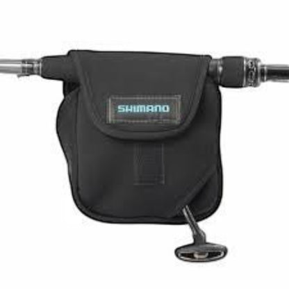 Dogfish Tackle & Marine black Shimano neoprene spinning reel cover with custom fit and easy handle access.
