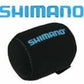 Dogfish Tackle & Marine Shimano black neoprene fishing reel cover, protects from scratches. Fits baitcast, small, medium, large, X-large reels.