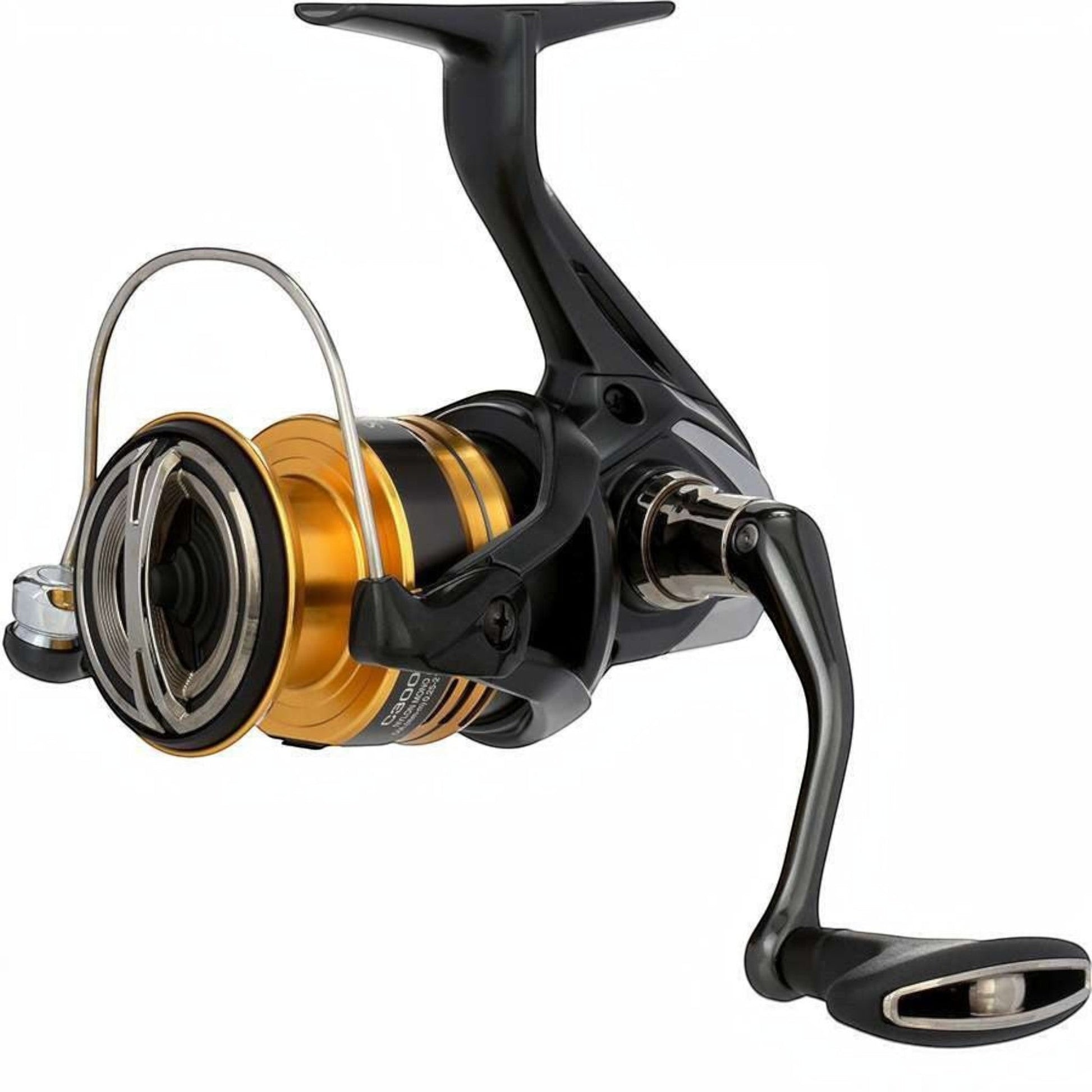 Dogfish Tackle & Marine Shimano Sahara FJ spinning reel with gold spool and black body, featuring HAGANE Gear and SilentDrive.