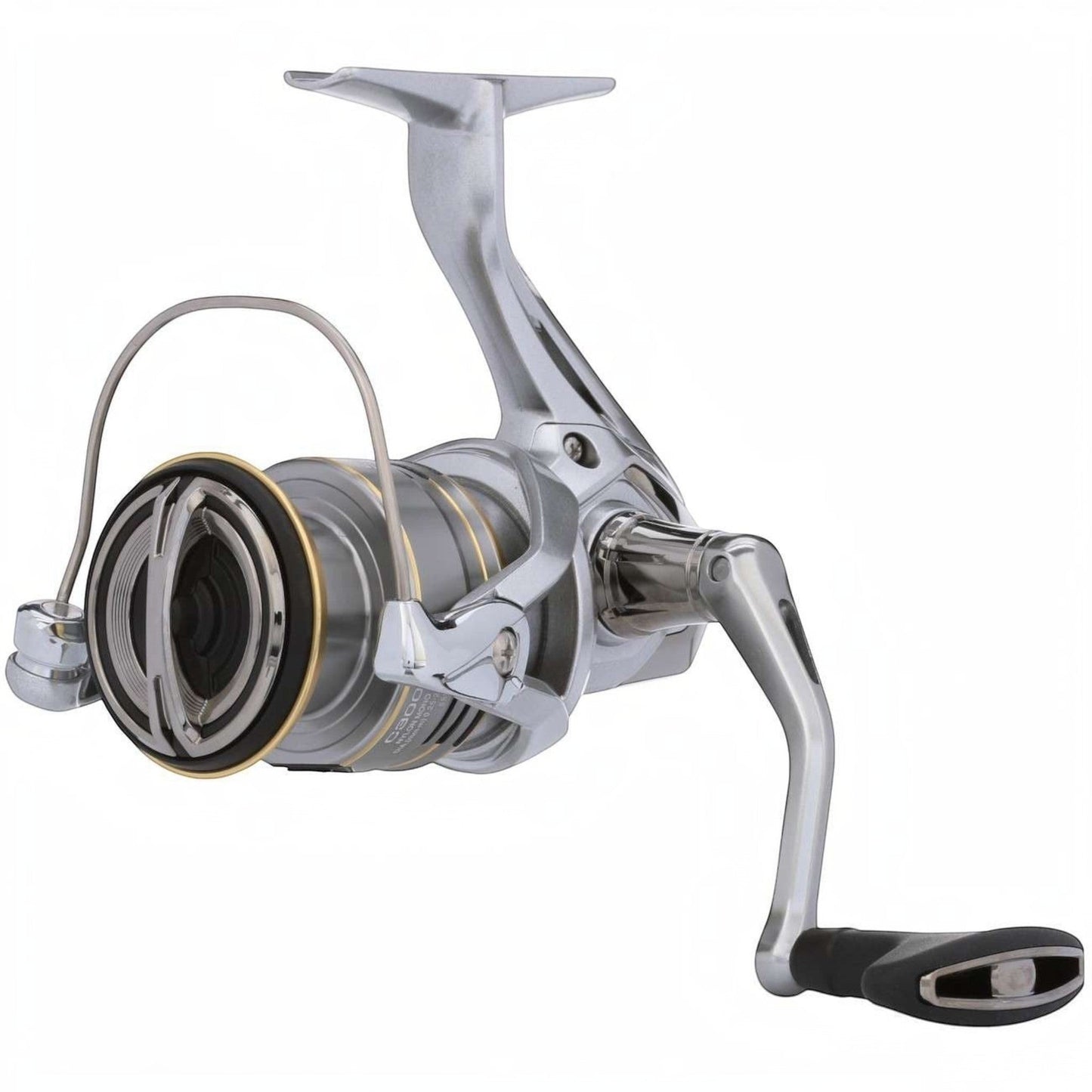 Dogfish Tackle & Marine Shimano Sedona FJ spinning reel, silver and gold with black handle. Features HAGANE Gear and SilentDrive.