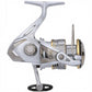Shimano Sedona FJ spinning reel in silver and gold with HAGANE Gear and SilentDrive technology.
