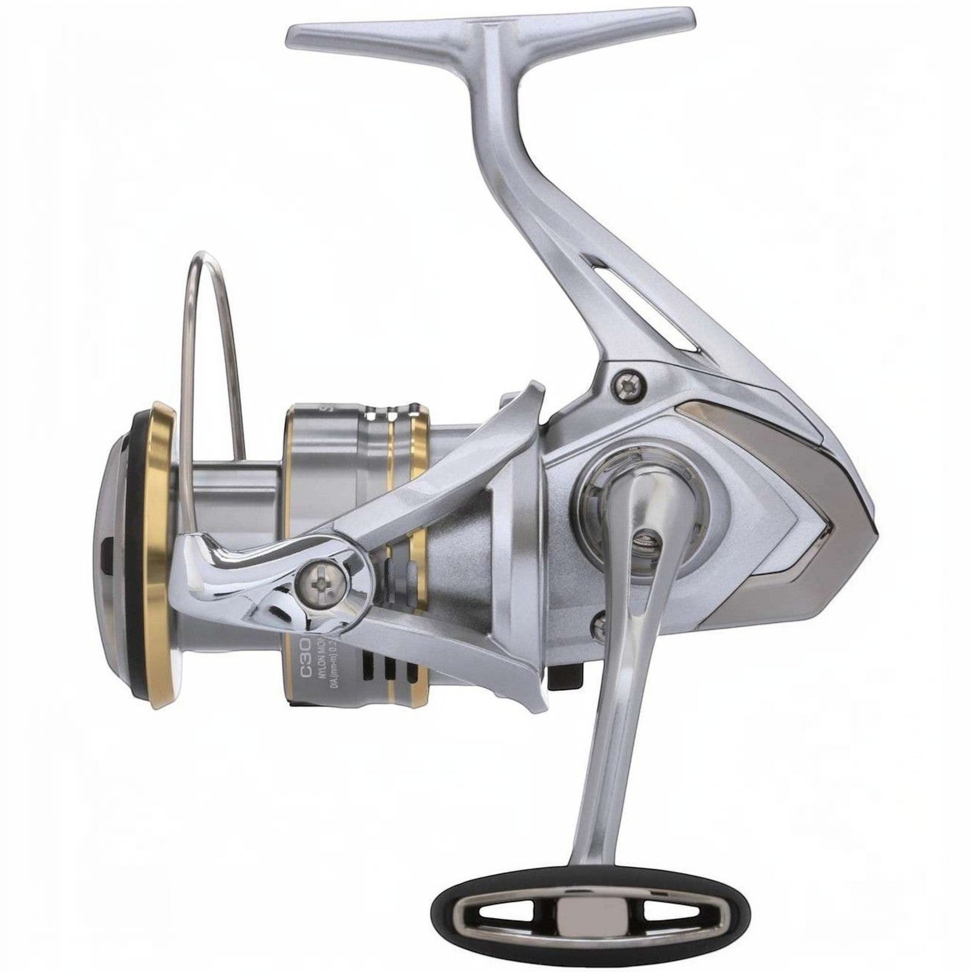 Dogfish Tackle & Marine Shimano Sedona FJ spinning reel, silver with gold accents. Features HAGANE Gear and SilentDrive.