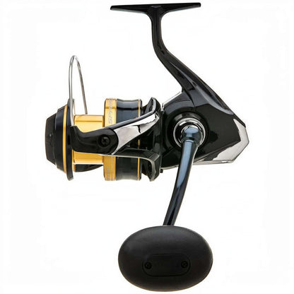 Dogfish Tackle & Marine Shimano Spheros SW A spinning reel in black and gold with a durable HAGANE body and X-Ship technology.