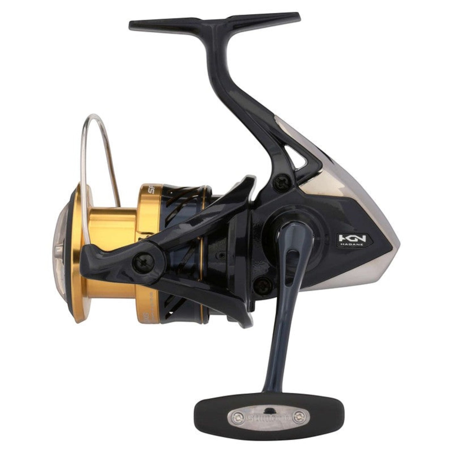 Dogfish Tackle & Marine Shimano Spheros SW spinning reel in black and gold with HAGANE body and X-Ship technology.