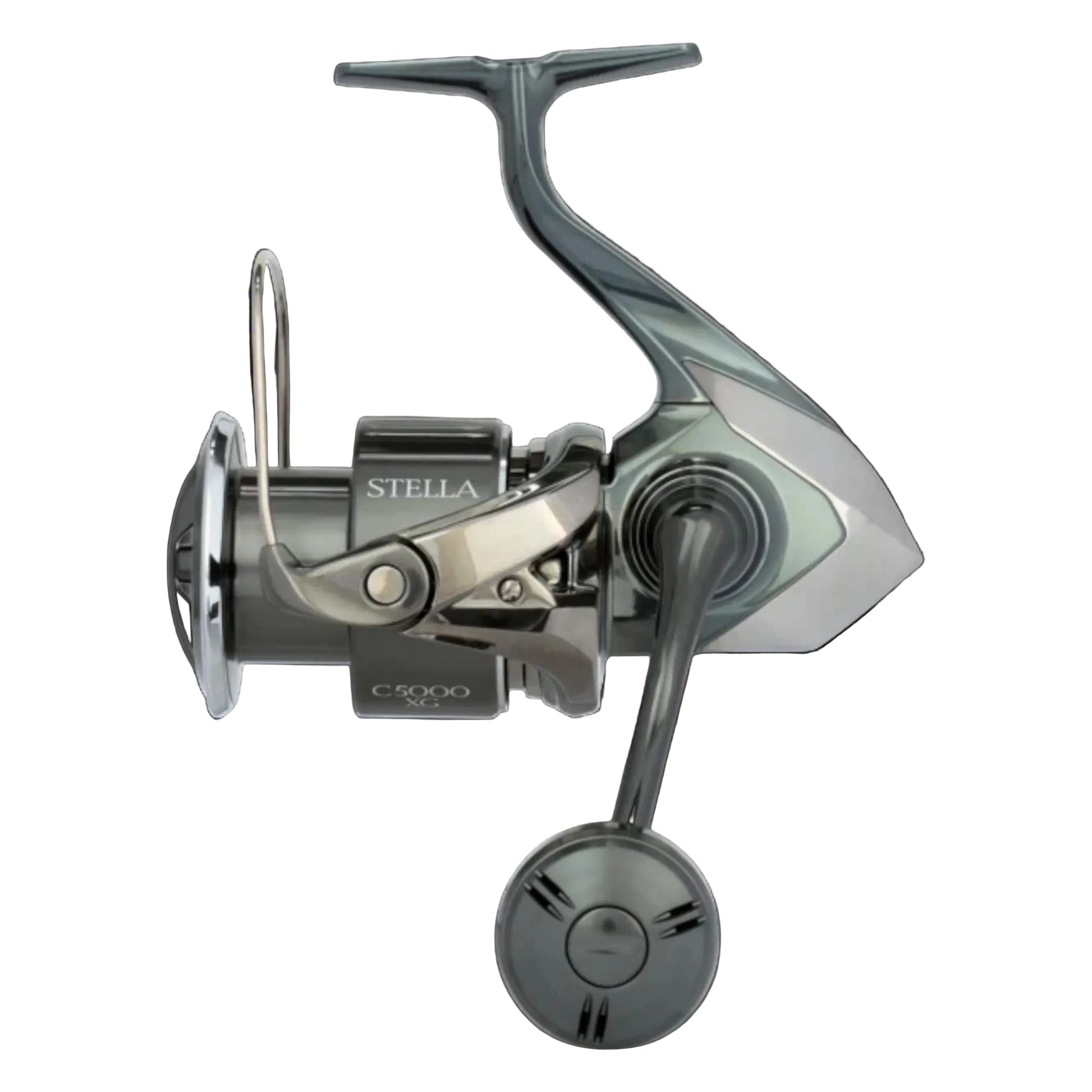 Dogfish Tackle & Marine Shimano Stella FK C5000 XG spinning reel in dark grey with silver accents. Features HAGANE gears and InfinityDrive.