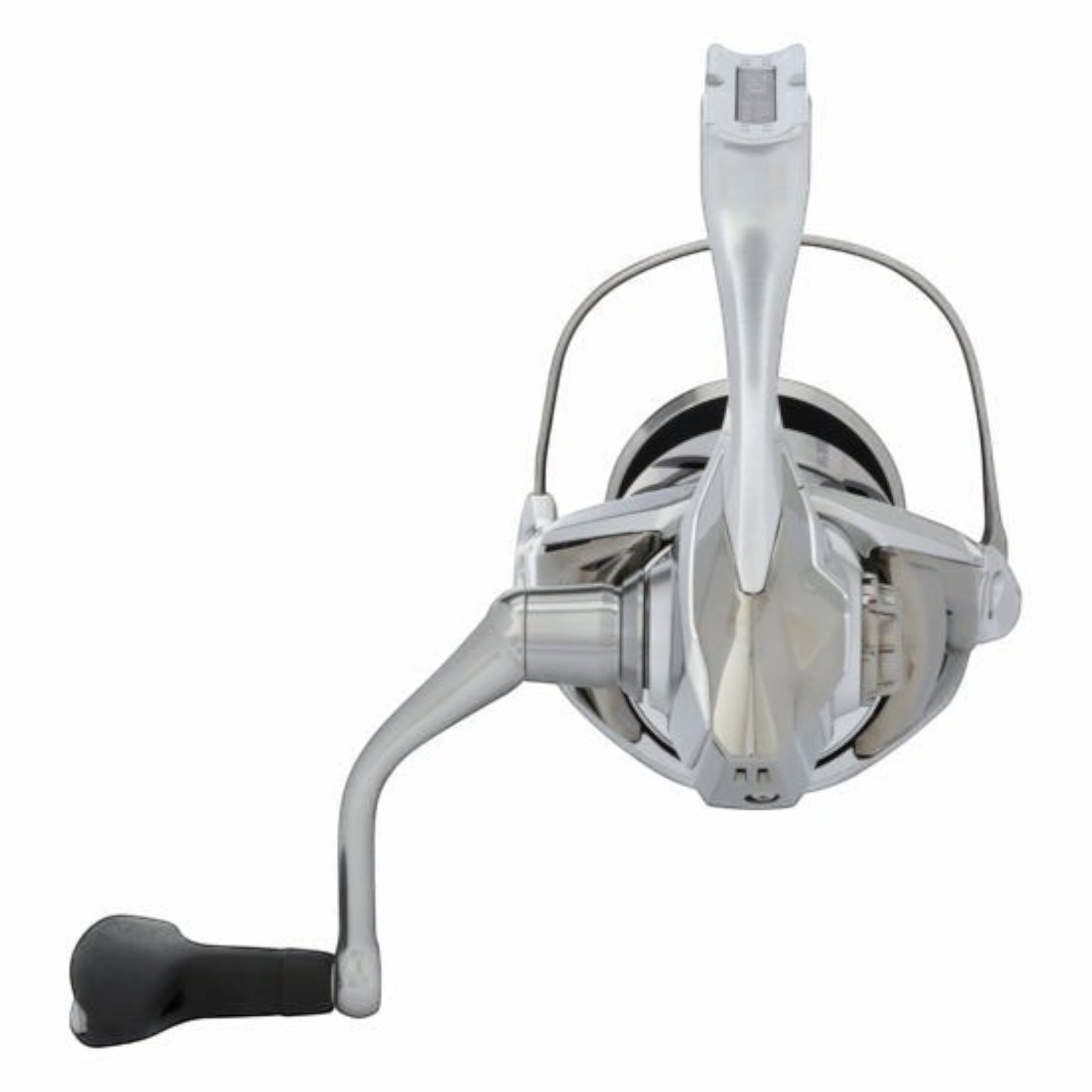 Dogfish Tackle & Marine Shimano Stradic FM spinning reel, silver and black, with a sleek metal body and ergonomic handle.