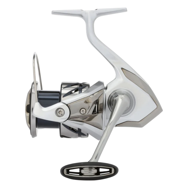 Dogfish Tackle & Marine Shimano Stradic FM spinning reel, silver and black with aluminum spool and handle.