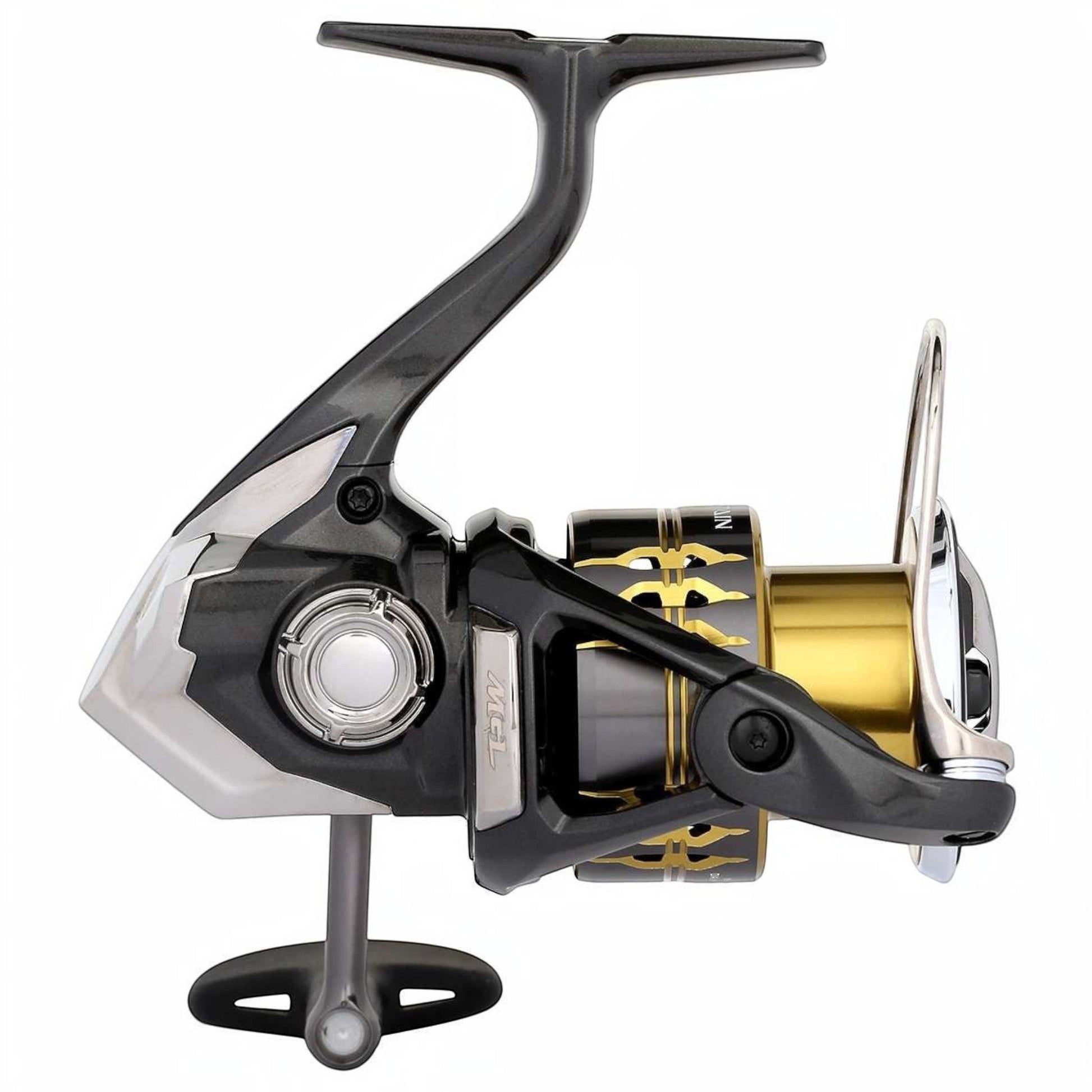 Dogfish Tackle & Marine Shimano Sustain FK spinning reel in black and gold with MGL rotor and Infinity Drive technology.