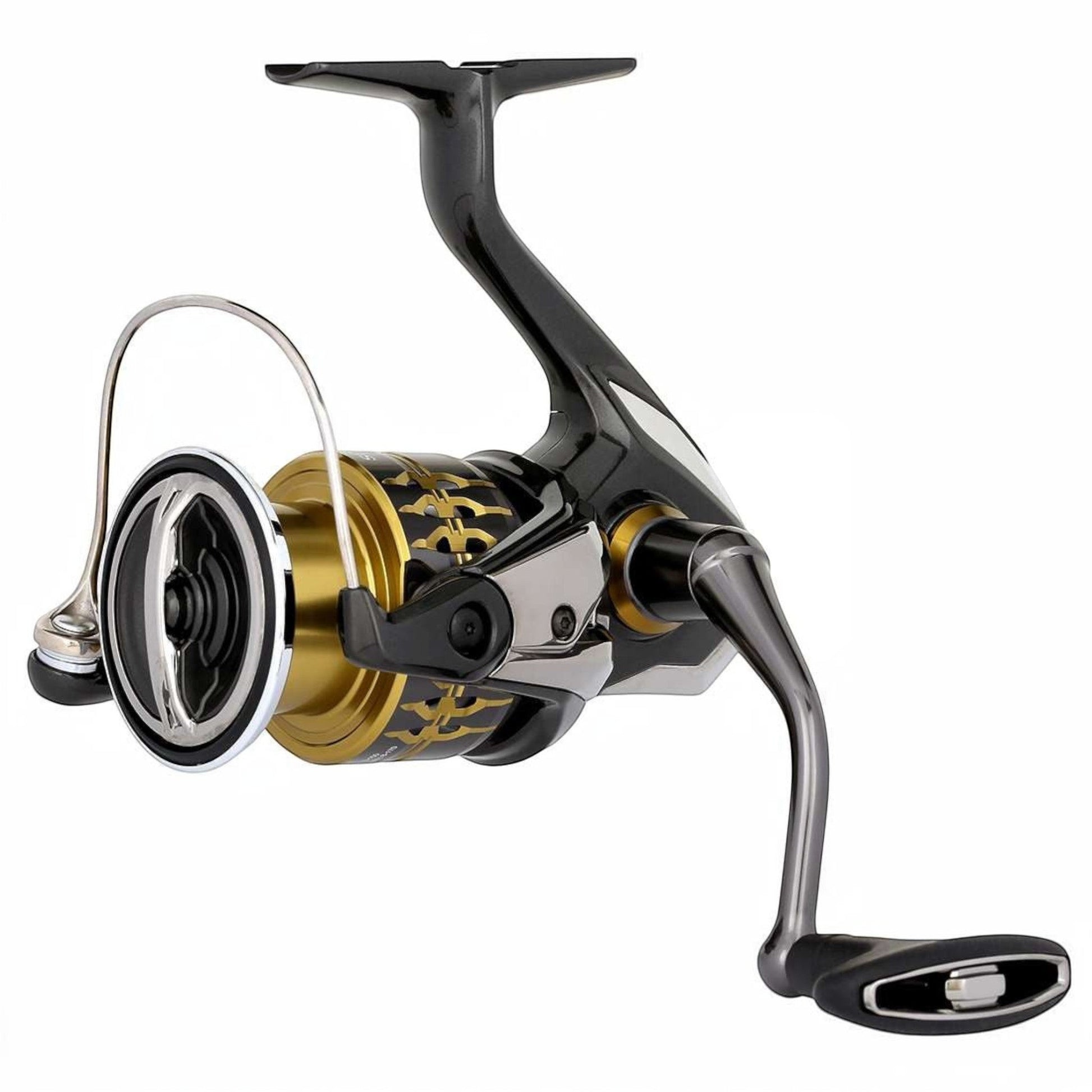 Dogfish Tackle & Marine Shimano Sustain FK spinning reel in black and gold with a durable aluminum body and smooth cranking.