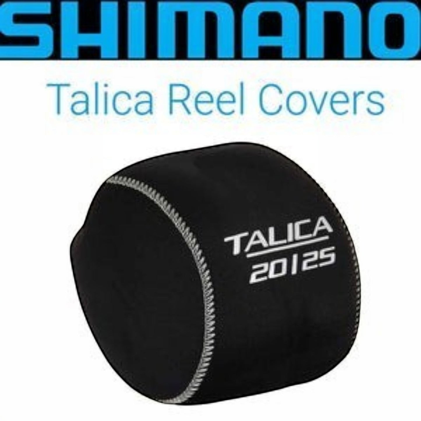 Dogfish Tackle & Marine black neoprene reel cover with Talica 20/25 logo for Shimano Talica reels.